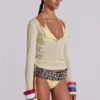 Doorschijnende Henley-top in Buttercup