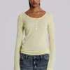 Doorschijnende Henley-top in Buttercup