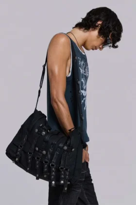 Drummer gecoate denim schoudertas