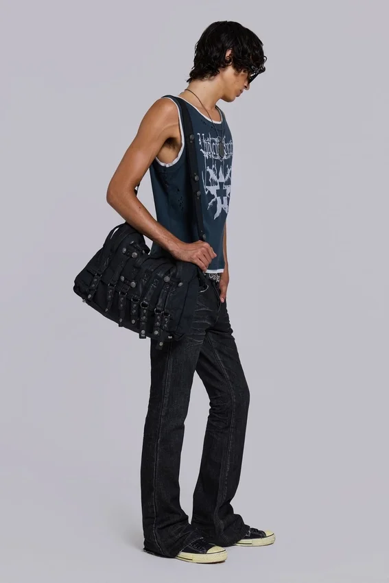 Drummer gecoate denim schoudertas