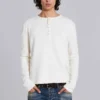 Ecru Henley-top met wafelpatroon