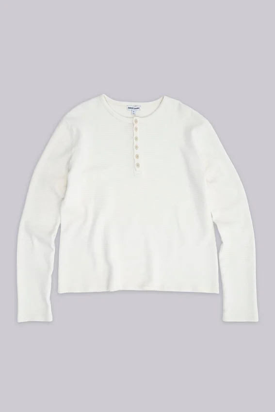 Ecru Henley-top met wafelpatroon