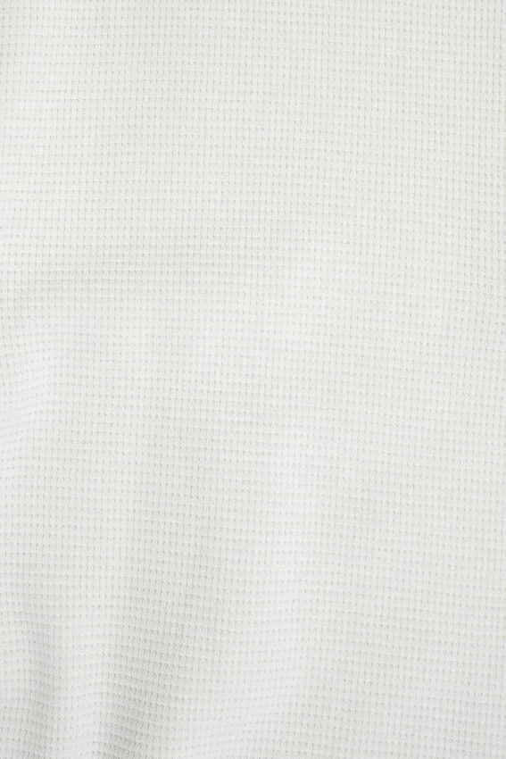 Ecru Henley-top met wafelpatroon