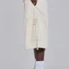 Ecru Parachute Cargo Baggy Shorts