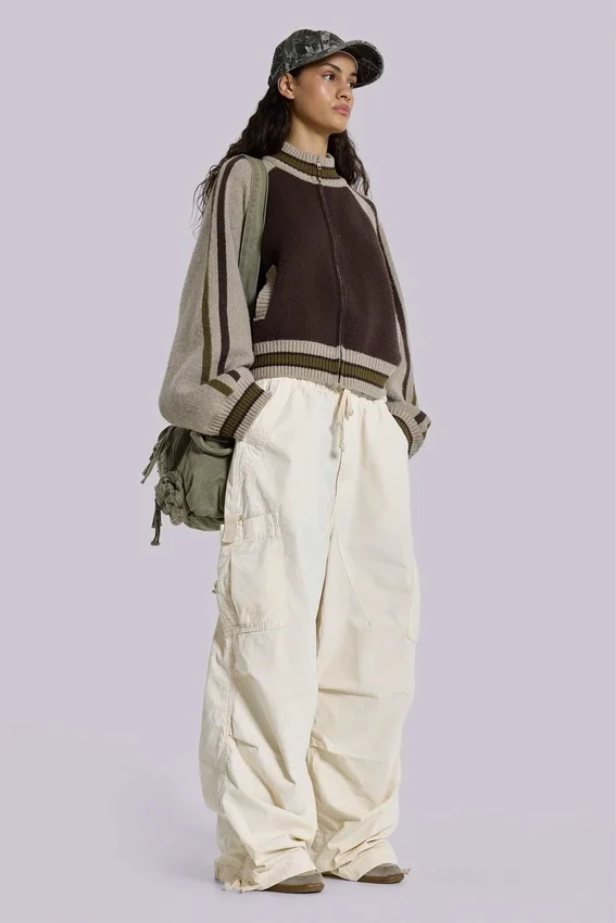 Ecru Parachute Cargo-broek
