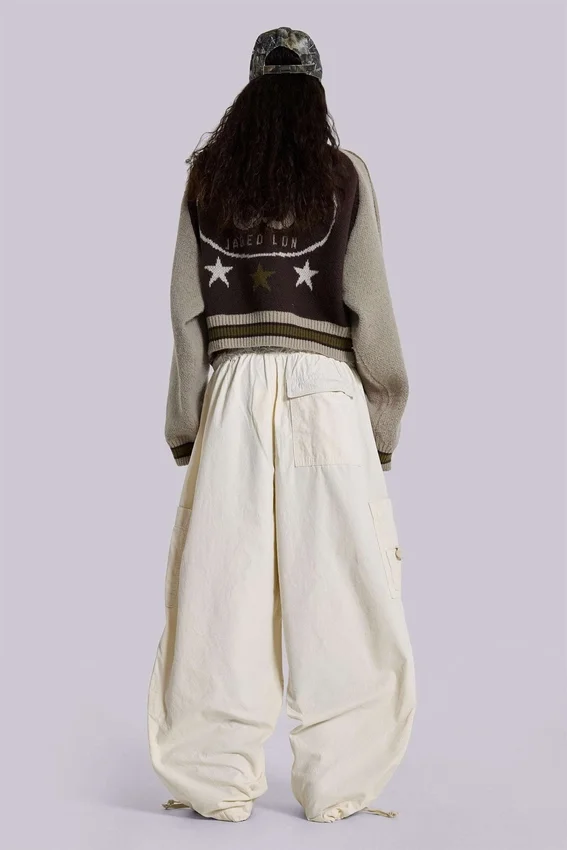 Ecru Parachute Cargo-broek