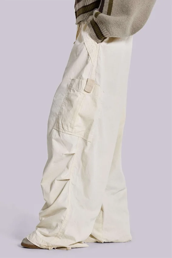 Ecru Parachute Cargo-broek