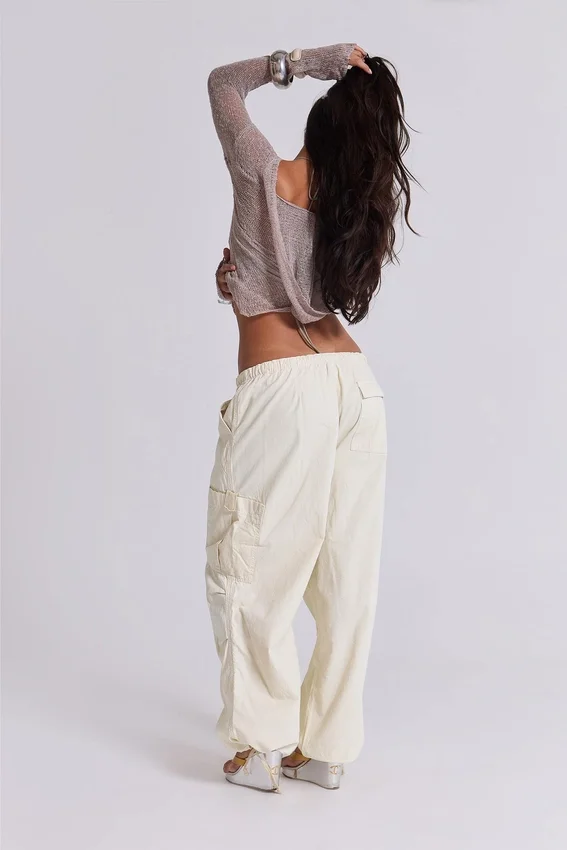 Ecru Parachute Cargo-broek