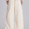 Ecru Parachute Cargo-broek