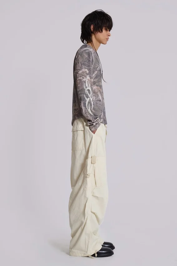 Ecru Parachute Cargo-broek
