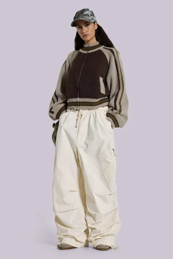 Ecru Parachute Cargo-broek