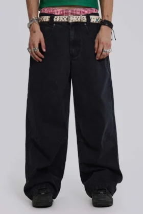 Effen zwarte Colossus Jeans met lage taille