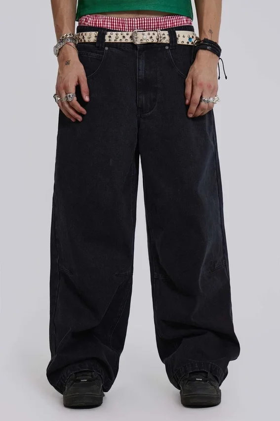 Effen zwarte Colossus Jeans met lage taille