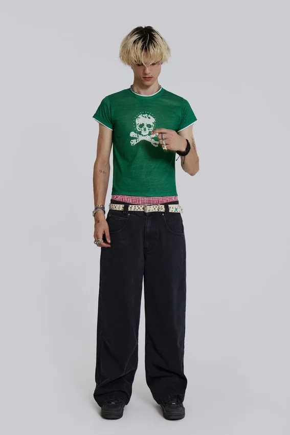 Effen zwarte Colossus Jeans met lage taille