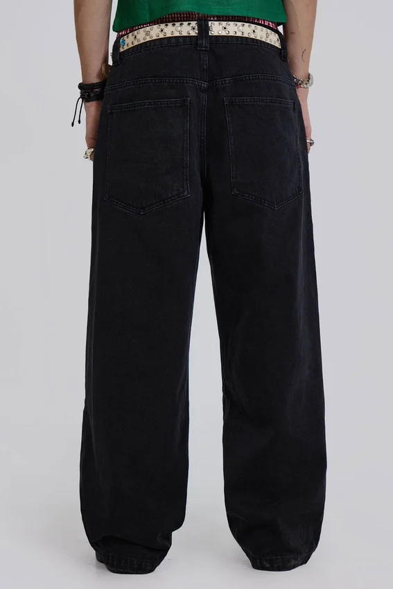 Effen zwarte Colossus Jeans met lage taille