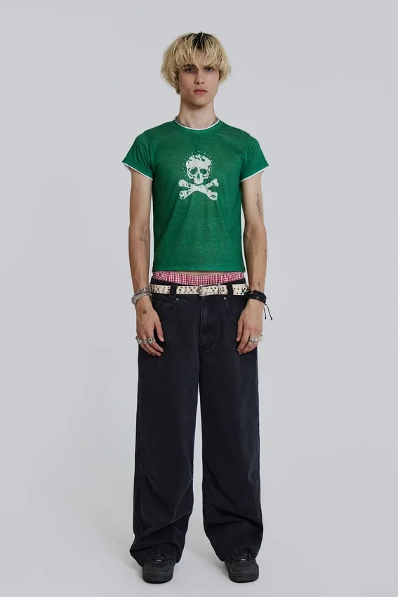 Effen zwarte Colossus Jeans met lage taille