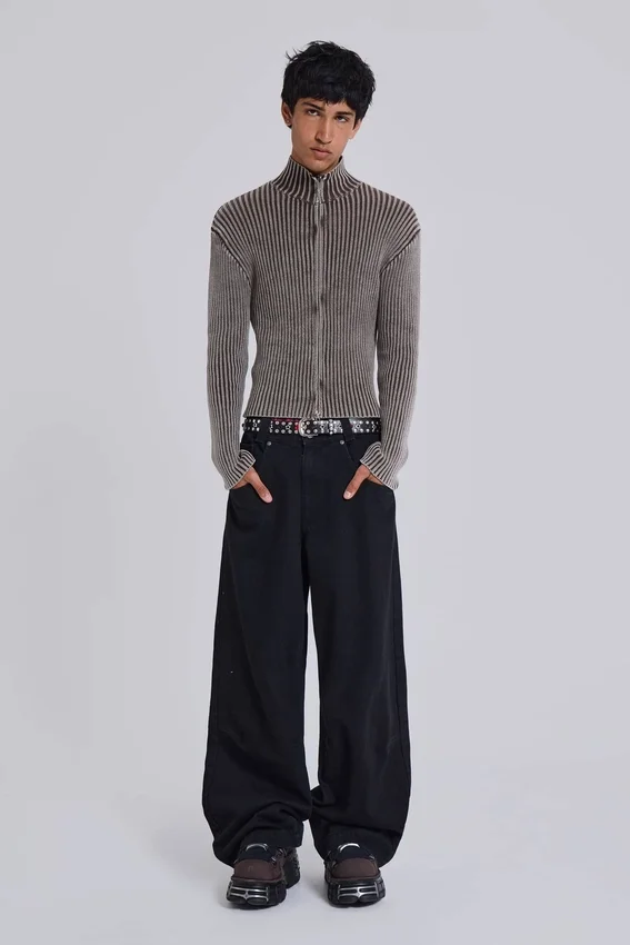 Effen zwarte Colossus Jeans met lage taille