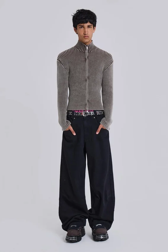 Effen zwarte Colossus Jeans met lage taille
