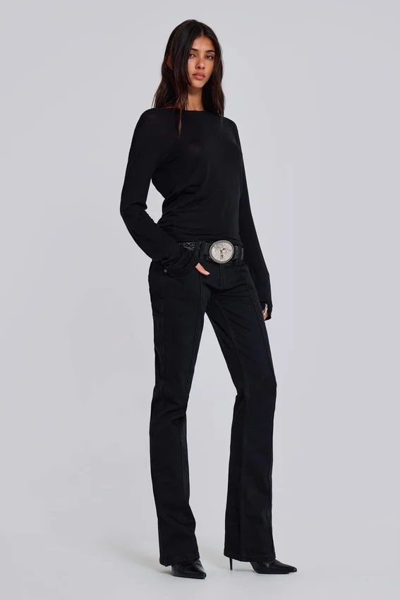 Effen zwarte Thirteen-Jeans