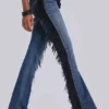 El Topo bootcut-Jeans met franjes in blauwe wassing
