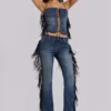 El Topo bootcut-Jeans met franjes in blauwe wassing