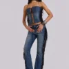 El Topo bootcut-Jeans met franjes in blauwe wassing