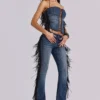 El Topo bootcut-Jeans met franjes in blauwe wassing