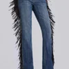 El Topo bootcut-Jeans met franjes in blauwe wassing