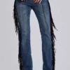 El Topo bootcut-Jeans met franjes in blauwe wassing