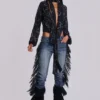 El Topo bootcut-Jeans met franjes in blauwe wassing