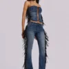 El Topo bootcut-Jeans met franjes in blauwe wassing