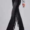 El Topo bootcut-Jeans met franjes in zwarte wassing