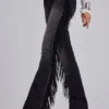 El Topo bootcut-Jeans met franjes in zwarte wassing