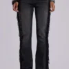 El Topo bootcut-Jeans met franjes in zwarte wassing
