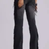 El Topo bootcut-Jeans met franjes in zwarte wassing