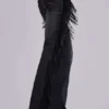 El Topo bootcut-Jeans met franjes in zwarte wassing
