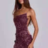 Ellora mini-jurk met versieringen in de kleur Wine