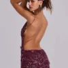 Ellora mini-jurk met versieringen in de kleur Wine