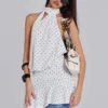 Enya mini-jurk met open rug in stippenmotief