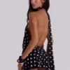 Enya mini-jurk met open rug in XL met stippen