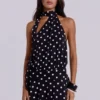 Enya mini-jurk met open rug in XL met stippen