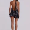 Enya mini-jurk met open rug in XL met stippen