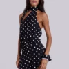 Enya mini-jurk met open rug in XL met stippen