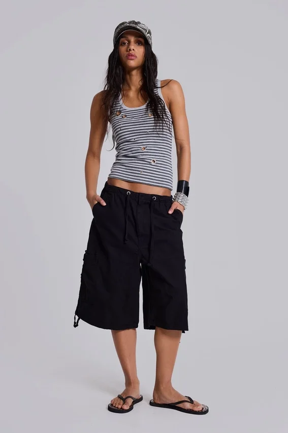 Eye Contact-vesttop met oogjes in streepmotief