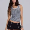 Eye Contact-vesttop met oogjes in streepmotief