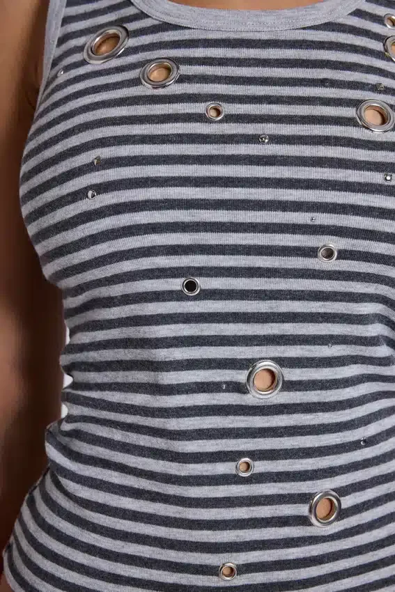 Eye Contact-vesttop met oogjes in streepmotief