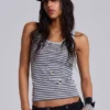 Eye Contact-vesttop met oogjes in streepmotief