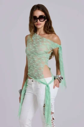 Faye veelzijdige kanten top in mint