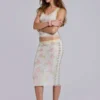 Fioretta midi-rok van kant met studs