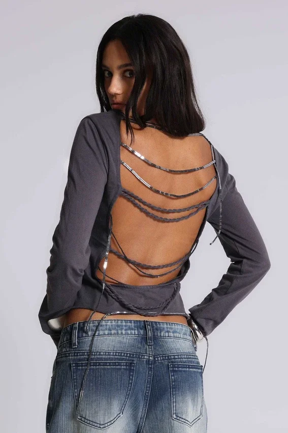 Fira T-shirt met V-hals en pailletten